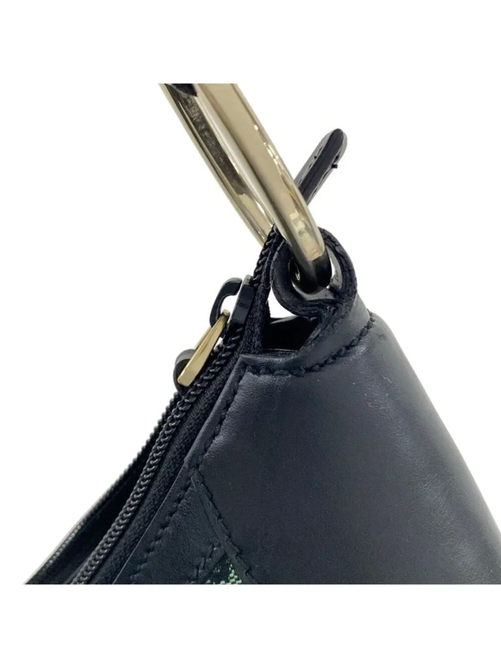★SOLD★ Gucci Shoulder Bag GG Pattern Green Black Leather - Picture 12 of 15